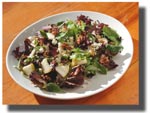 mixed greens with pears